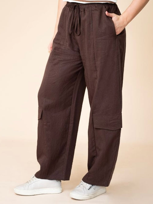 Lyocell Barrel Pants- Chocolate