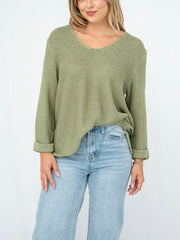 Roll up Sleeve Knit- Sage