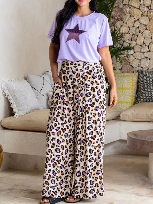 Bonnie Pant- Purple Leopard
