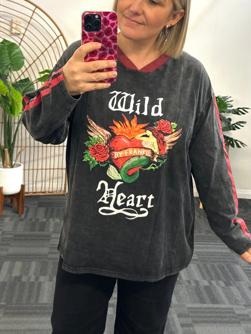 By Frankie L/Slv Tee- Wild Heart