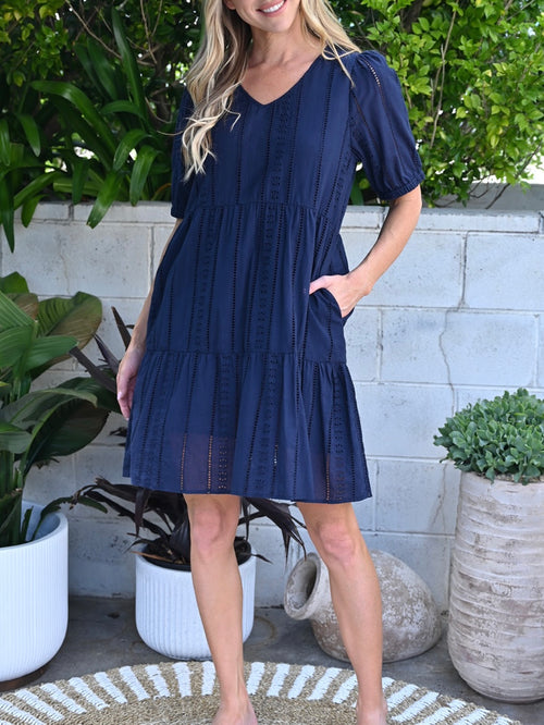 Oliver Lace Dress- Navy