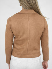 Suede Biker Jacket- Tan