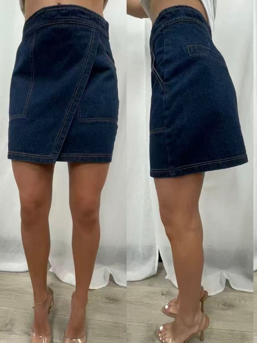 Denim Mini Skirt- Dark Blue