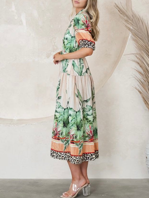 Palm Leopard Border Dress