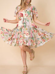 Selma Bouquet Short Dress-Gold Fleck