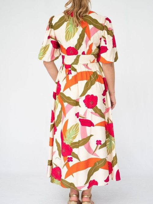 Botanical Pleat Dress