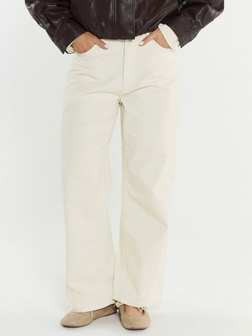 Nuala Wide Leg Jean- Parchment