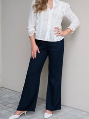 Bamboo Linen Trousers- Navy