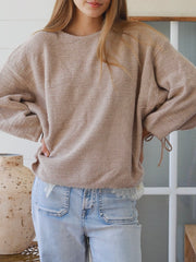 Tie Sleeve Knit Jumper- Beige