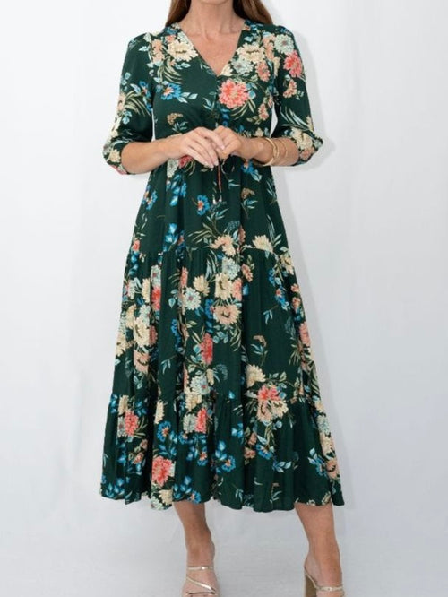 Selma Green Floral Dress