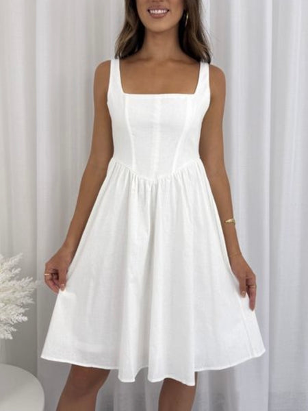Cilla Linen Dress-White – Evolution On Gladstone