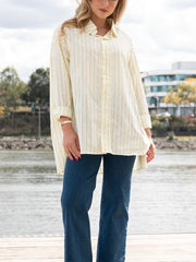 Yellow Stripe Cotton Oversized Shirt
