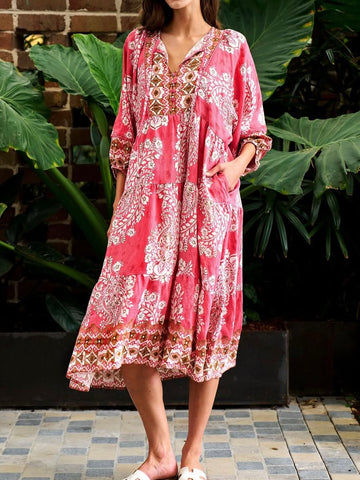 Palm Leopard Border Dress