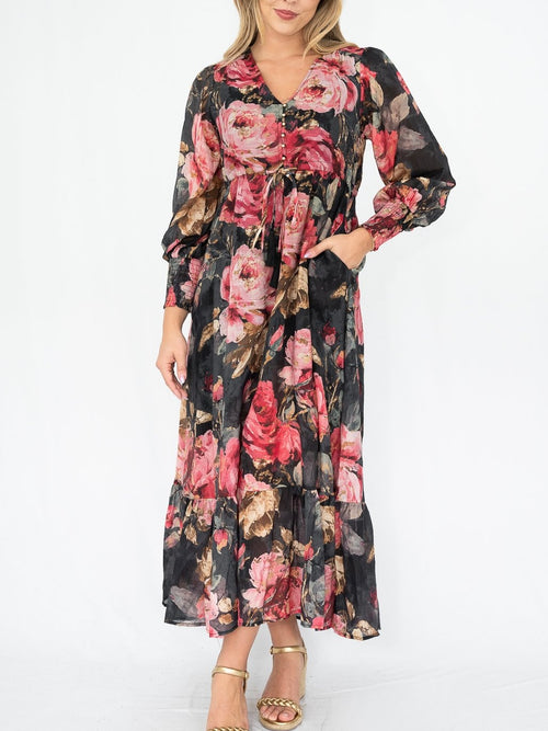 Rose Garden Selma Maxi Dress- Black