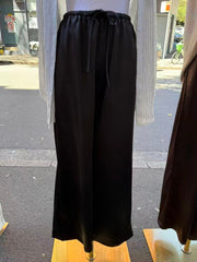 Satin Drawstring Pants- Black