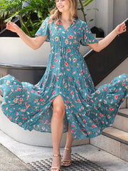 Selma Teal Floral Dress
