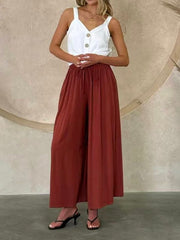 Tara Wide Leg Linen Pants- Terracotta
