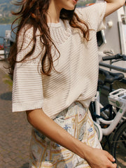 Cherri Knit Tee- Cream