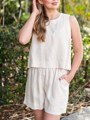 Tiffany Linen Shorts- Beige