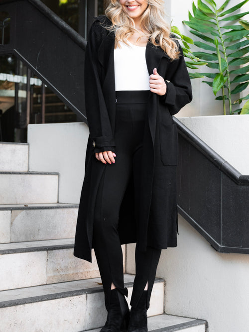 Knit Coat- Black