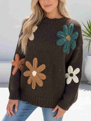 Chunky Floral Knit- Choc