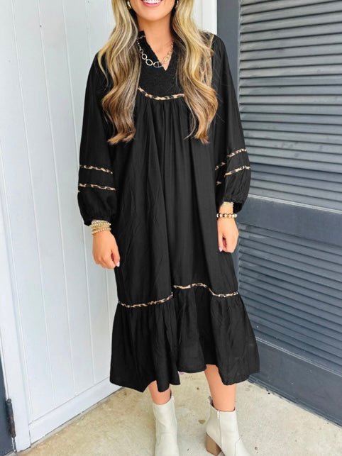 Margot Smocked Animal Trim Dress