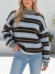Lisa Stripe Knit- Blue/choc