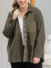 Sloane Cord Shacket- Khaki
