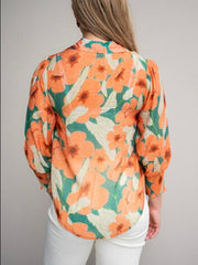 Tangerine Floral Blouse