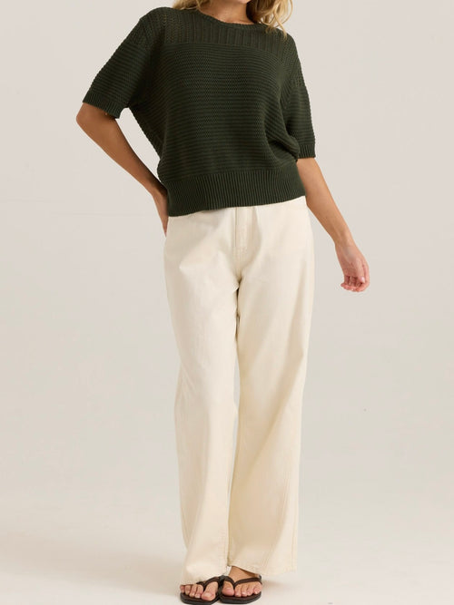 Nuala Wide Leg Jeans- Parchment