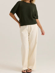 Nuala Wide Leg Jeans- Parchment