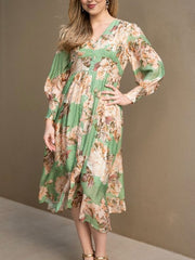 Peony Button Dress- Green