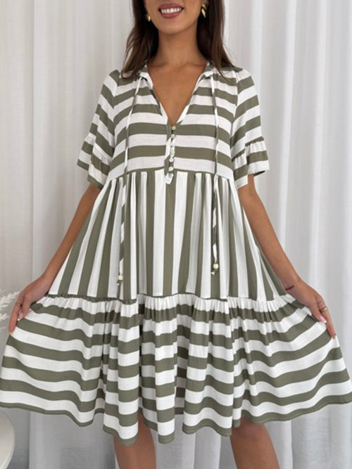 Zara Stripe Dress- Green/White