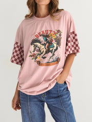 Saddle Up Tee- Blush