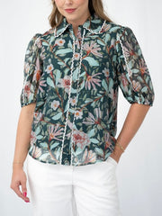 Scallop Floral Lace Blouse