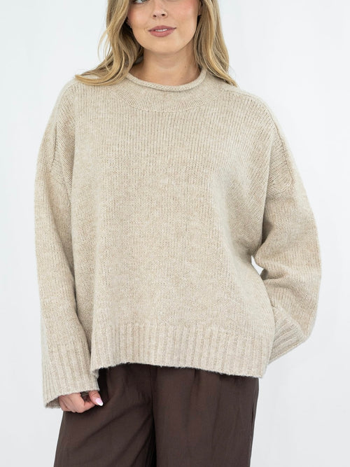Wrenley Roll Neck Knit- Natural