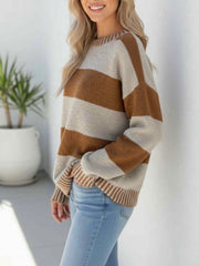 Thea Stripe Knit-Beige/Tan