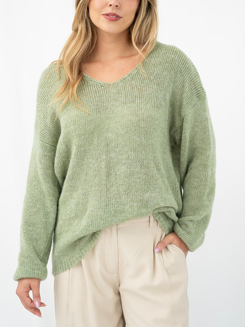 Mohair Blousen Slv Knit Jumper- Sage