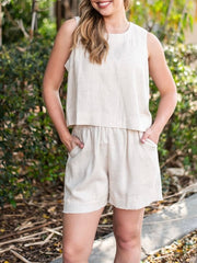 Tiffany Linen Shorts- Beige
