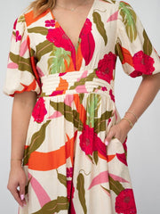Botanical Pleat Dress