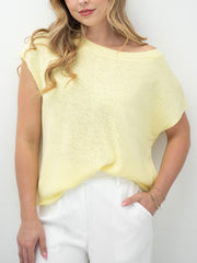 Crepe Knit Yarn Top- Lemon