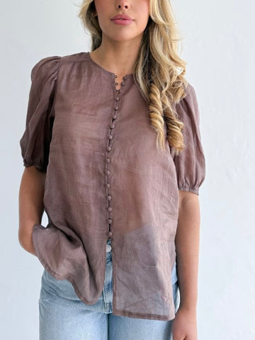Crepe Knit Yarn Top- Terracotta