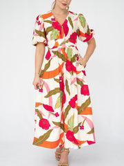 Botanical Pleat Dress