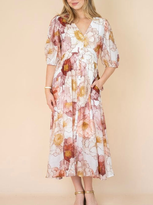 Blush Peony Button Dress