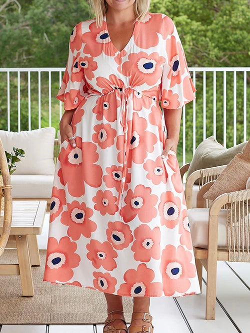 Debby Dress- Peach Floral