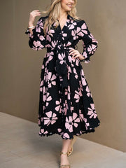 Cosmos Godet Lace Trim Dress - Blk/Pink