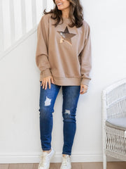 Star Sequin Sweat- Beige