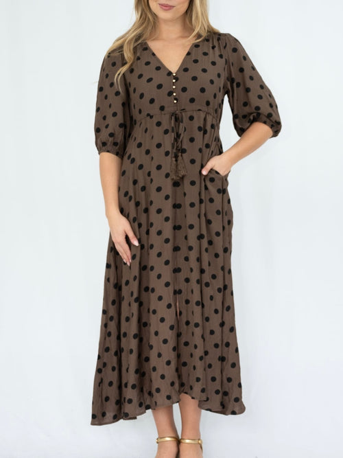 Polka Dot Selma Dress- Chocolate
