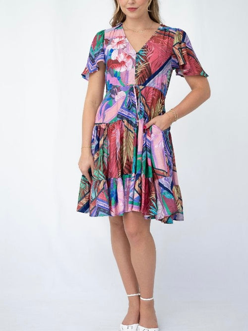 Selma Patchwork Short Dress