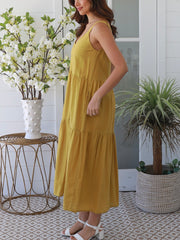 Bailey Linen Dress- Lime Green